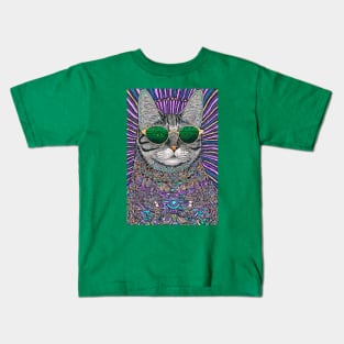 Cosmos Cat Wearing Sunglasses- Meridian! Kids T-Shirt